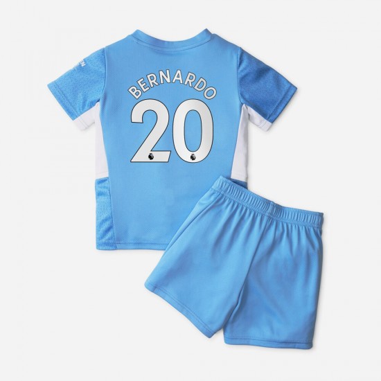 Camisola Manchester City Bernardo Silva 20 Criança Equipamento Primeiro 2021-2022 Manga Curta